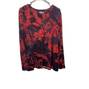 Chicos 3 Women’s Black & Red Long Sleeve Top Size XL Holiday Party